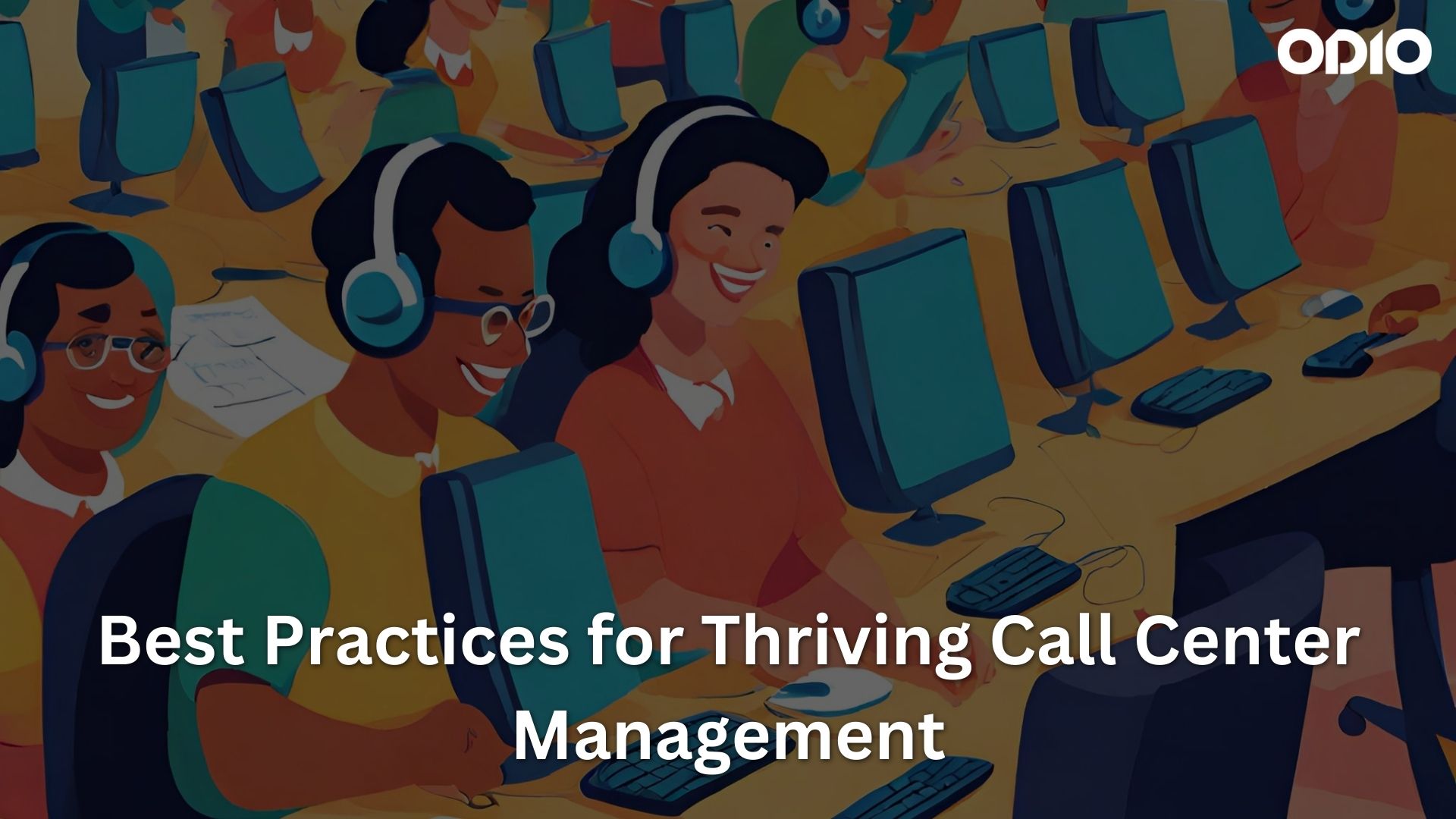 Image showing positive environment in contact center to emphasize on call center management
